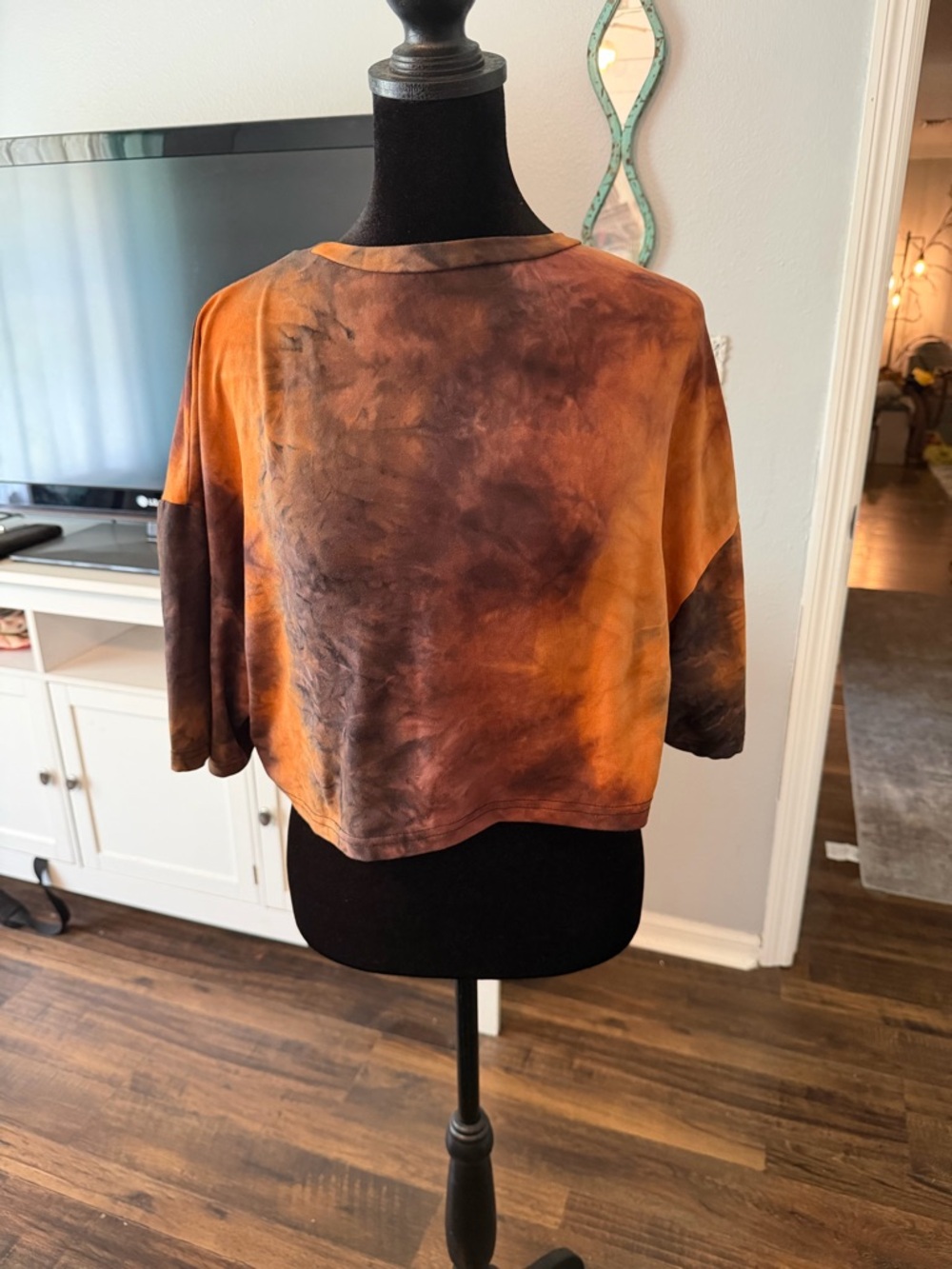 SHEIN Rust and Brown Tie-Dye Cropped Top